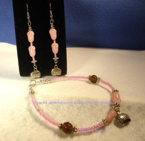 My Dazzling Pink Tulip Lampwork Bead Bracelet And Earrings.